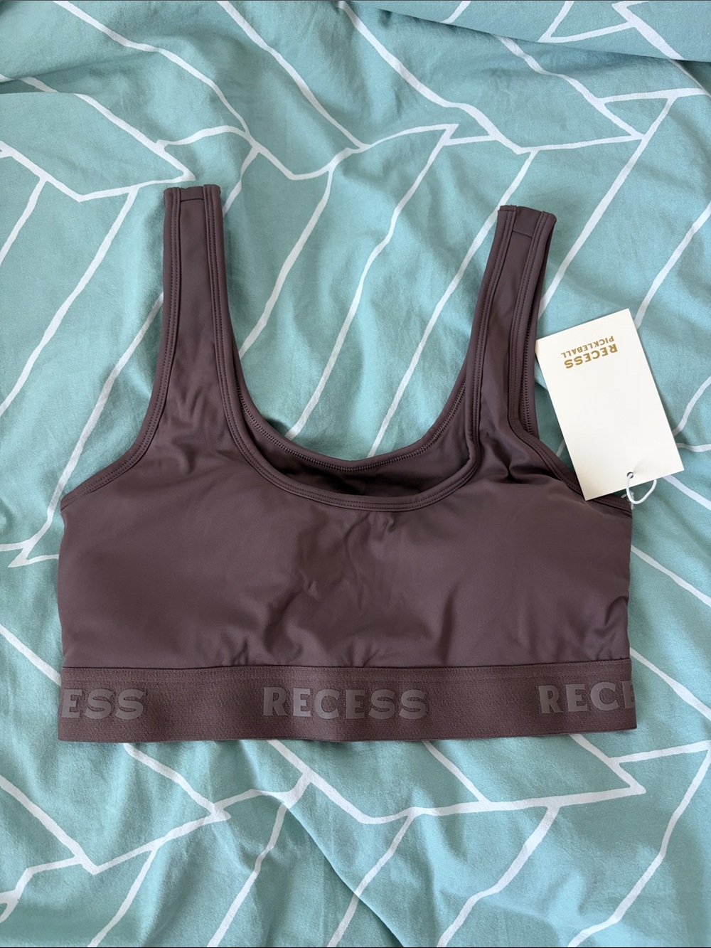 Recess pickleball Women's Scoop Neck Sports Bra — Brown size S nwt